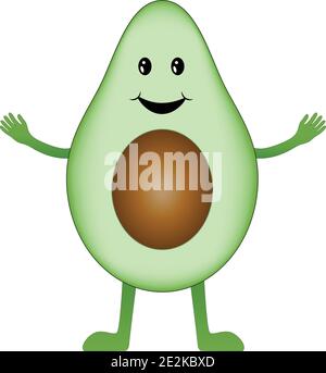 Felice avocado sorridente. Illustrazione Vettoriale