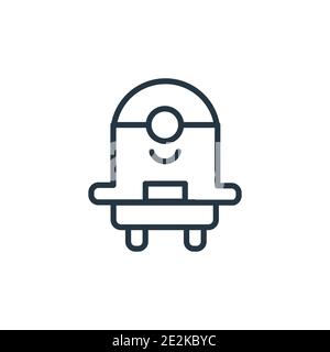 Icona vettore contorno Minion. Icona minion nera sottile, vettore piatto semplice elemento illustrazione dal concetto di intrattenimento modificabile isolato su bianco Illustrazione Vettoriale