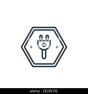 Icona vettoriale del profilo della spina elettrica. Icona della spina elettrica nera a linea sottile, vettore piatto semplice illustrazione dell'elemento dal concetto generale modificabile isolato Illustrazione Vettoriale