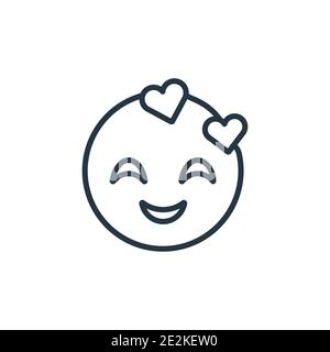Icona vettore di contorno Love emoji. Icona emoji amore nero sottile, vettore piatto semplice elemento illustrazione da editabile emoji concetto isolato su bianco Illustrazione Vettoriale