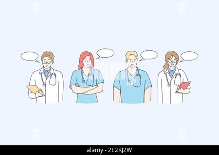 Concetto di comunicazione dei medici degli operatori medici Illustrazione Vettoriale