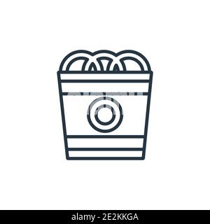 Icona vettore contorno anelli di cipolla. Icona degli anelli di cipolla neri a linea sottile, vettore piatto semplice illustrazione di elementi dal concetto di cibo modificabile ictus isolato Illustrazione Vettoriale