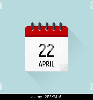 Aprile 22 Giornata della Terra. Icona Calendario, festività di aprile Illustrazione Vettoriale