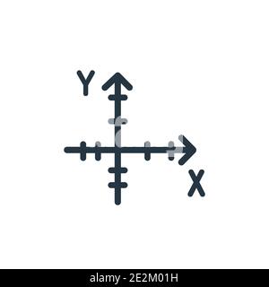Icona vettoriale del contorno del sistema di coordinate cartesiano. Icona del sistema di coordinate cartesiano nero a linea sottile, vettore piatto illustrazione di un elemento semplice da editab Illustrazione Vettoriale