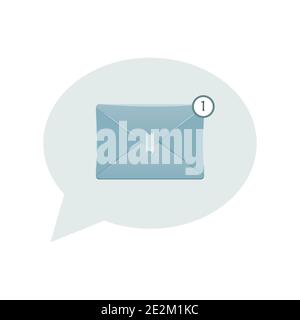 Immagine vettoriale dell'icona del nuovo messaggio di posta elettronica. Comunicazione elettronica. Posta di lavoro. Illustrazione Vettoriale