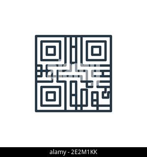 Icona vettore di contorno codice QR. Icona codice qr nero sottile, vettore piatto semplice elemento illustrazione da editabile ecommerce concetto isolato su bianco b Illustrazione Vettoriale