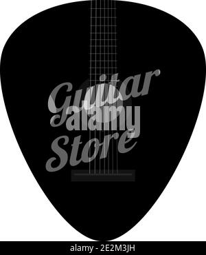 Chitarra in stile piatto, logo Music Store Illustrazione Vettoriale