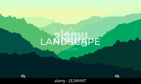 Paesaggio con sagome di montagne. Natura sfondo. Illustrazione vettoriale. Illustrazione Vettoriale
