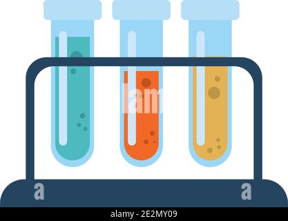 provette su supporto su sfondo bianco, piatte, illustrazione vettoriale Illustrazione Vettoriale