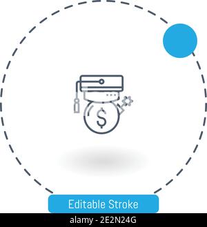 icona del vettore del servizio di debito icone del contorno del tratto modificabili per il web e mobile Illustrazione Vettoriale