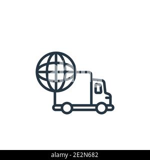 Icona vettoriale globale. Icona nera sottile in tutto il mondo, vettore piatto semplice elemento illustrazione da editabili consegna e concetto logistico iso Illustrazione Vettoriale