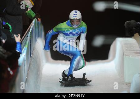 Nicola Drocco in Italia durante lo scheletro maschile per i Giochi Olimpici invernali di Vancouver 2010 XXI al Whistler Sliding Center di Whistler, Canada, il 19 febbraio 2010. Foto di Gouhier-Hahn-Nebinger/ABACAPRESS.COM Foto Stock