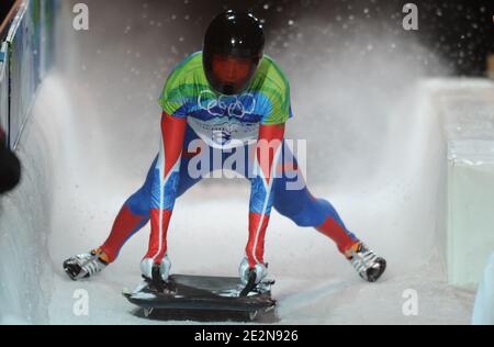 Alexander Tretyakov della Russia durante lo scheletro maschile per i Giochi Olimpici invernali di Vancouver 2010 XXI al Whistler Sliding Center di Whistler, Canada, il 19 febbraio 2010. Foto di Gouhier-Hahn-Nebinger/ABACAPRESS.COM Foto Stock