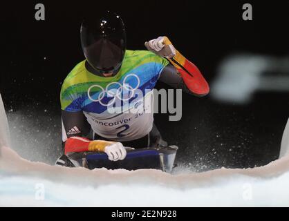 Frank Rommel in Germania durante lo scheletro maschile per i Giochi Olimpici invernali di Vancouver 2010 XXI al Whistler Sliding Center di Whistler, Canada, il 19 febbraio 2010. Foto di Gouhier-Hahn-Nebinger/ABACAPRESS.COM Foto Stock