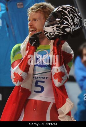 Canada's Jon Montgomery durante lo scheletro maschile per i Giochi Olimpici invernali di Vancouver 2010 XXI al Whistler Sliding Center di Whistler, Canada, il 19 febbraio 2010. Foto di Gouhier-Hahn-Nebinger/ABACAPRESS.COM Foto Stock