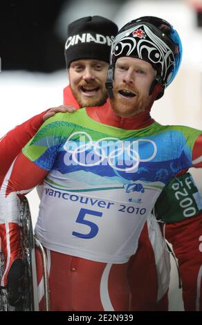 Canada's Jon Montgomery durante lo scheletro maschile per i Giochi Olimpici invernali di Vancouver 2010 XXI al Whistler Sliding Center di Whistler, Canada, il 19 febbraio 2010. Foto di Gouhier-Hahn-Nebinger/ABACAPRESS.COM Foto Stock