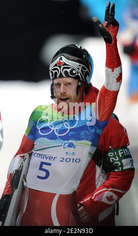 Canada's Jon Montgomery durante lo scheletro maschile per i Giochi Olimpici invernali di Vancouver 2010 XXI al Whistler Sliding Center di Whistler, Canada, il 19 febbraio 2010. Foto di Gouhier-Hahn-Nebinger/ABACAPRESS.COM Foto Stock