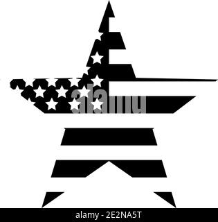 American Flag Star in colore nero e design piatto. Eps10 Illustrazione Vettoriale