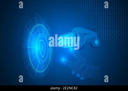 realtà virtuale con background astratto della tecnologia di sicurezza. Illustrazione Vettoriale