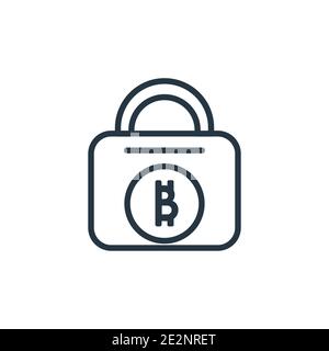 Icona vettore di contorno crittografia Bitcoin. Icona di crittografia bitronin nero sottile, vettore piatto semplice elemento illustrazione da criptovaluta modificabile Illustrazione Vettoriale