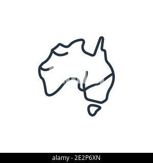 Icona vettore di contorno del continente australiano. Icona del continente australiano nera sottile, vettore piatto semplice elemento illustrazione da cultura modificabile con Illustrazione Vettoriale