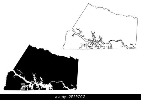 Meclemburgo County, Commonwealth of Virginia (Stati Uniti, Stati Uniti d'America, Stati Uniti, Stati Uniti, Stati Uniti) mappa vettoriale illustrazione, scrimble sketch Meclembi Illustrazione Vettoriale