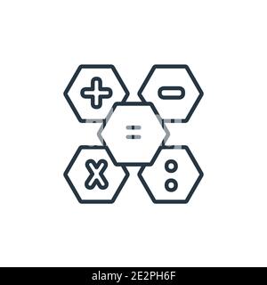 Icona vettoriale dei tasti della calcolatrice simbolo dell'interfaccia. Icona del simbolo di interfaccia dei tasti della calcolatrice nera a linea sottile, vettore piatto elemento semplice illustrazione Illustrazione Vettoriale