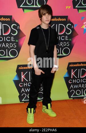 Justin Bieber partecipa al ventitreesimo premio annuale Kids' Choice di Nickelodeon che si tiene all'UCLA Pauley Pavilion. Los Angeles, 27 marzo 2010. (Nella foto: Justin Bieber). Foto di Lionel Hahn/ABACAPRESS.COM Foto Stock