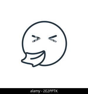 Icona vettore di contorno emoji starnutito. Sottile linea nera starnuti emoji icona, vettore piatto semplice elemento illustrazione da editabile emoji concetto isolato Illustrazione Vettoriale
