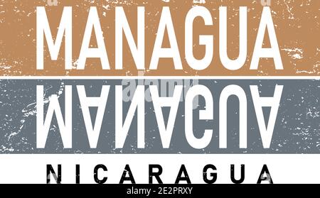 Managua capitale parola città tipografia scritta a mano. Può essere utilizzato per un adesivo, un logo o un marchio. Illustrazione Vettoriale