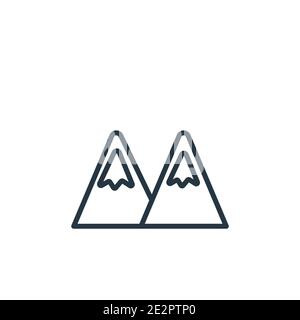 Icona vettoriale delle montagne innevate. Icona delle montagne innevate nere a linea sottile, vettore piatto illustrazione di elementi semplici da un concetto di ecologia modificabile isola Illustrazione Vettoriale