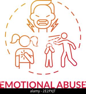 Icona del concetto di gradiente rosso di abuso emotivo Illustrazione Vettoriale