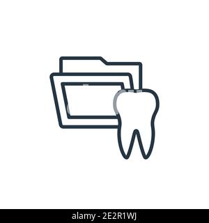 Icona vettore contorno cartella dentale. Sottile linea nera cartella dentaria, vettore piatto semplice elemento illustrazione da editabile concetto dentista isolato Illustrazione Vettoriale