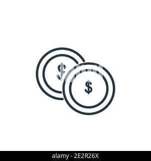 Icona del vettore di contorno della valuta del dollaro. Icona della valuta del dollaro nero a linea sottile, semplice illustrazione dell'elemento vettoriale da isol concettuale aziendale modificabile Illustrazione Vettoriale