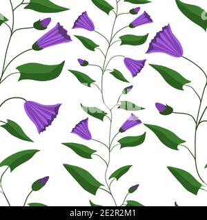 Ripetizione senza giunture. Fiori e foglie del campo bindweed. Per confezioni regalo, tessuti e altri prodotti stampati. Illustrazione vettoriale Illustrazione Vettoriale