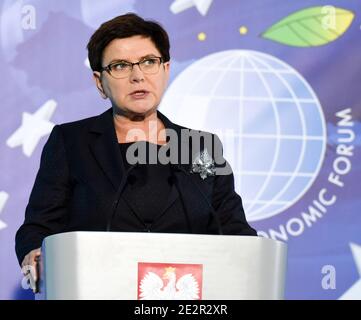 Krynica, Malopolska, Polonia. 5 agosto 2017. Beata Szydlo, l'ex primo ministro del governo polacco, attualmente membro del parlamento europeo. Politici, economisti e imprenditori europei si sono incontrati durante il Forum economico polacco 2017 a Krynica. Credit: Alex Bona/SOPA Images/ZUMA Wire/Alamy Live News Foto Stock