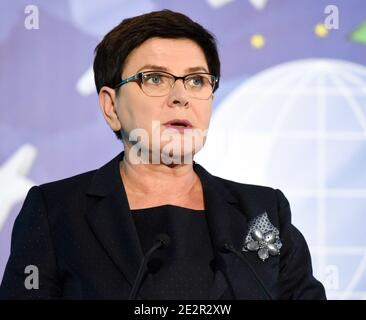 Krynica, Malopolska, Polonia. 5 agosto 2017. Beata Szydlo, l'ex primo ministro del governo polacco, attualmente membro del parlamento europeo. Politici, economisti e imprenditori europei si sono incontrati durante il Forum economico polacco 2017 a Krynica. Credit: Alex Bona/SOPA Images/ZUMA Wire/Alamy Live News Foto Stock