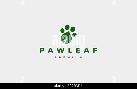 paw foglio foot print logo disegno illustrazione vettoriale Illustrazione Vettoriale