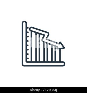 Immagine in basso dell'icona vettoriale delle statistiche aziendali. Grafico sottile nero giù dell'icona delle statistiche aziendali, vettore piatto semplice illustrazione dell'elemento da Illustrazione Vettoriale