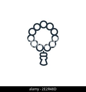 Icona vettore contorno bead. Icona con cordoni neri a linea sottile, vettore piatto illustrazione di elementi semplici da culture modificabili concetto di tratto isolato su bianco Illustrazione Vettoriale