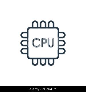 Icona vettore di contorno CPU. Icona cpu nera sottile, vettore piatto semplice elemento illustrazione dal concetto di intelligenza artificiale modificabile isolato su w Illustrazione Vettoriale