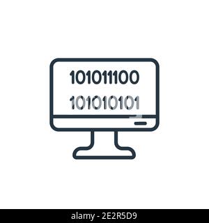 Icona vettore di contorno codice binario. Icona codice binario nero sottile, vettore piatto semplice elemento illustrazione da editabile intelligenza artificiale coda Illustrazione Vettoriale