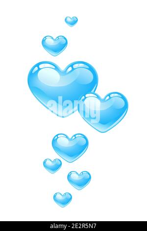 Soffiante a bolle a forma di cuore isolata su bianco Illustrazione Vettoriale