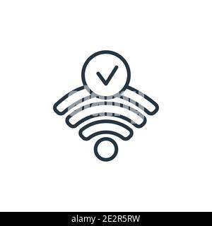 Icona vettore contorno segno Wi fi. Icona del segno wi fi nero sottile, immagine vettoriale semplice dell'elemento da un concetto di computer modificabile isolato su wh Illustrazione Vettoriale