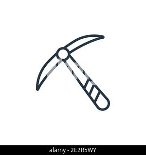 Icona vettore di contorno Pickaxe. Icona pickaxe nera a linea sottile, vettore piatto semplice elemento illustrazione da costruzione modificabile e strumenti concetto isolat Illustrazione Vettoriale