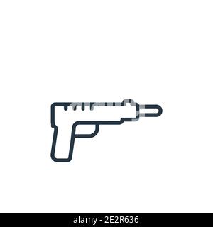 Icona vettoriale per la ripresa della pistola. Icona di sparo a pistola nera sottile, vettore piatto semplice elemento illustrazione dal concetto di esercito modificabile isolato su wh Illustrazione Vettoriale