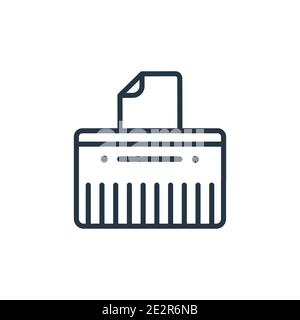 Icona vettore contorno trinciatrice carta. Icona di tritadocumenti in carta nera sottile, immagine vettoriale semplice di elementi dall'isolat concettuale aziendale modificabile Illustrazione Vettoriale