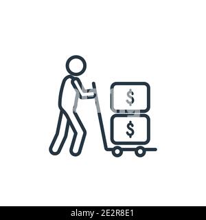 Uomo che trasporta denaro icona vettoriale profilo. Icona uomo nero sottile che trasporta denaro, vettore piatto semplice elemento illustrazione da business concep editabile Illustrazione Vettoriale