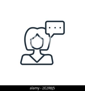 Icona vettore di contorno di conversazione. Icona di voce nera sottile, vettore piatto illustrazione di un elemento semplice dal concetto di comunicazione modificabile isolato su w Illustrazione Vettoriale