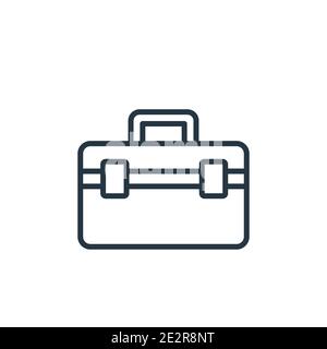 Icona vettoriale a forma di valigia. Icona a forma di valigia nera sottile, immagine vettoriale semplice di un semplice elemento dal concetto aziendale modificabile, isolata in bianco Illustrazione Vettoriale